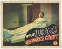 3a242 INVISIBLE GHOST LC '41 shocked Bela Lugosi raising in bed under white sheet!
