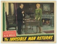 3a206 INVISIBLE MAN RETURNS LC '40 Nan Grey by Cedric Hardwicke pointing gun at man he can't see!