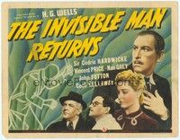 3a202 INVISIBLE MAN RETURNS TC '40 H.G. Wells, cool fx image of Vincent Price with top cast!