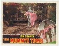 3a231 MUMMY'S TOMB LC #3 R48 Lon Chaney Jr. as the monster holding Elyse Knox in courtyard!