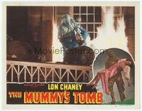3a235 MUMMY'S TOMB LC #6 R48 monster Lon Chaney Jr. fighting John Hubbard on fiery balcony!