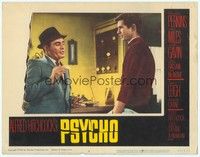 3a249 PSYCHO LC #2 '60 Alfred Hitchcock, Martin Balsam quizzes Anthony Perkins at the Bates Motel!
