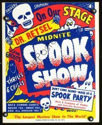 3a158 DR. RETSEL MIDNITE SPOOK SHOW Spook Show WC '50s bats, demons & ghosts all around you!