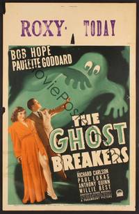 3a160 GHOST BREAKERS WC '40 Bob Hope, Paulette Goddard & art of wacky spooky ghost!