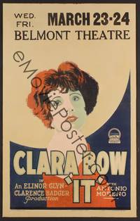 3a166 IT WC '27 great art of bare-shouldered red-haired sexy Clara Bow, who is filled with IT!