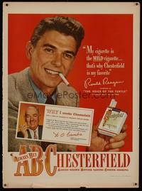 3b327 ALWAYS BUY CHESTERFIELD magazine ad '48 Ronald Reagan likes mild cigarettes!
