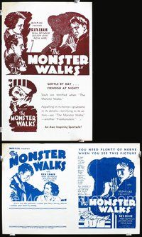 3b526 MONSTER WALKS 8 heralds '32 cool artwork of Mischa Auer & Rex Lease!