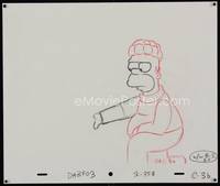 3b006 SIMPSONS pencil drawing '90s Matt Groening, cartoon artwork of Homer as burglar!