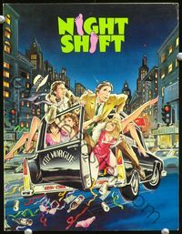 3b280 NIGHTSHIFT promo brochure '82 Michael Keaton, Henry Winkler, sexy girls art by Mike Hobson!