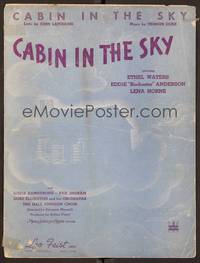 3b617 CABIN IN THE SKY sheet music '43 cool artwork of cabin on clouds!