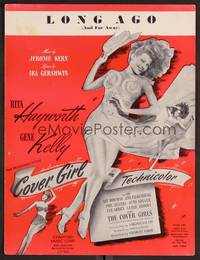 3b637 COVER GIRL sheet music '44 sexiest full-length Rita Hayworth, Long Ago & Far Away!