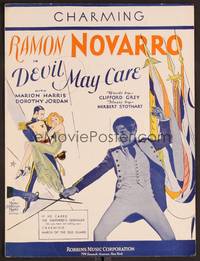 3b645 DEVIL-MAY-CARE sheet music '29 art of Ramon Novarro & sexy Dorothy Jordan, Charming!