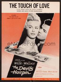 3b644 DEVIL'S HAIRPIN sheet music '57 Cornel Wilde, Jean Wallace, The Touch of Love!