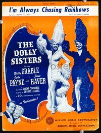 3b651 DOLLY SISTERS sheet music '45 sexy entertainers Betty Grable & June Haver in wild outfits!