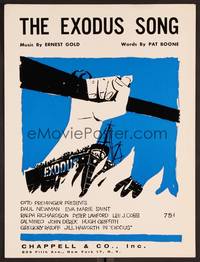 3b656 EXODUS sheet music '61 Otto Preminger, great art of arms reaching for rifle by Saul Bass!