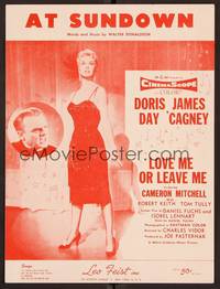 3b726 LOVE ME OR LEAVE ME sheet music '55 full-length Doris Day as famed Ruth Etting, At Sundown!