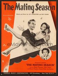 3b732 MATING SEASON sheet music '51 artwork of sexy Gene Tierney & John Lund, Thelma Ritter!