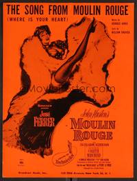 3b739 MOULIN ROUGE sheet music '52 sexy French dancer kicking leg, The Song from Moulin Rouge!