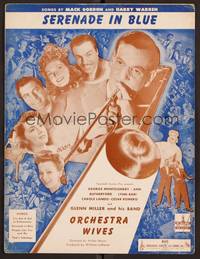 3b753 ORCHESTRA WIVES sheet music '42 Glenn Miller playing trombone, Serenade in Blue!