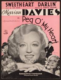 3b761 PEG O' MY HEART sheet music '33 close-up of Marion Davies, Sweetheart Darlin'!