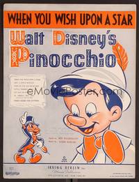 3b763 PINOCCHIO sheet music '40 Disney classic fantasy cartoon, When You Wish Upon a Star!