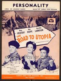 3b779 ROAD TO UTOPIA sheet music '46 Bob Hope, Dorothy Lamour & Bing Crosby, Personality!