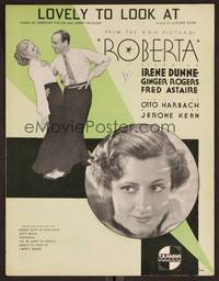 3b782 ROBERTA sheet music '35 Irene Dunne + full-length Astaire & Rogers, Lovely to Look At!