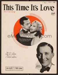 3b789 SATURDAY'S MILLIONS sheet music '33 Robert Young, Bing Crosby, This Time It's Love!