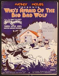 3b842 THREE LITTLE PIGS sheet music '33 Walt Disney animation, Who's Afraid of the Big Bad Wolf!