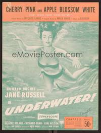 3b853 UNDERWATER sheet music '55 sexy diver Jane Russell, Cherry Pink & Apple Blossom White!