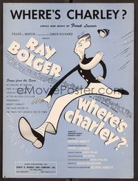 3b861 WHERE'S CHARLEY sheet music '52 wacky Hirschfeld art of Ray Bolger, Frank Loesser!