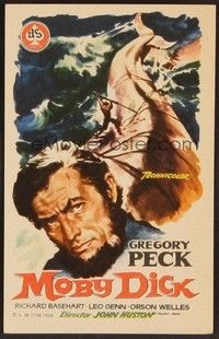 3b167 MOBY DICK Spanish herald '56 John Huston, different art of Gregory Peck & the giant whale!