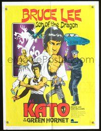 3b349 GREEN HORNET special poster '74 cool artwork of Bruce Lee as Kato!
