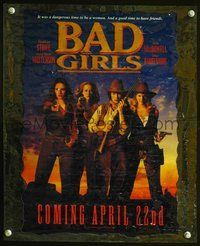 3b346 BAD GIRLS teaser static cling poster '94 Drew Barrymore, Andie MacDowell, bad cowgirls!