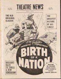3b445 BIRTH OF A NATION herald R30s D.W. Griffith's classic post-Civil War tale of the Ku Klux Klan!