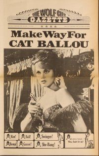 3b454 CAT BALLOU herald '65 classic sexy cowgirl Jane Fonda, Lee Marvin, make way!