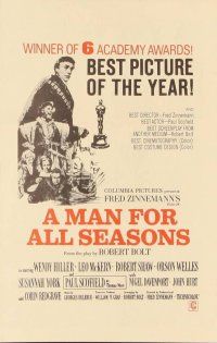 3b519 MAN FOR ALL SEASONS herald '67 Paul Scofield, Robert Shaw, Best Picture Academy Award!