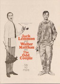 3b535 ODD COUPLE herald '68 art of best friends Walter Matthau & Jack Lemmon by Robert McGinnis!