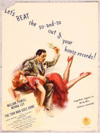 3b325 THIN MAN GOES HOME magazine '44 art of William Powell spanking Myrna Loy!