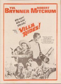 3b581 VILLA RIDES herald '68 art of Yul Brynner as Pancho & Robert Mitchum, Sam Peckinpah