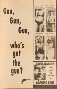 3b583 WARNING SHOT herald '66 David Janssen, Joan Collins, sexy girls, who's got the gun?