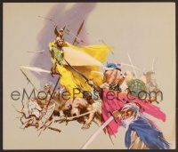 3b114 ORLANDO IL PALADINO Italian art print '50s really cool artwork of medieval battle!