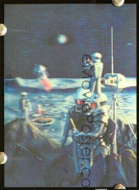3b427 2001: A SPACE ODYSSEY lenticular Japanese 4x6 postcard '68 Kubrick, art of astronauts on moon!