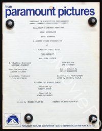 3b384 CHINATOWN production handbook '74 Roman Polanski, production notes!