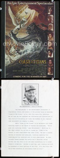 3b371 CLASH OF THE TITANS 5 Advance movie papers '81 Gouzee art, cool Ray Harryhausen info!