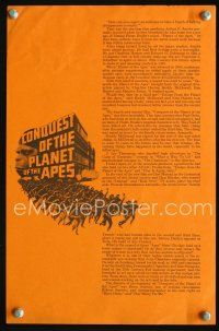 3b264 CONQUEST OF THE PLANET OF THE APES promo brochure '72 the revolt of the apes!