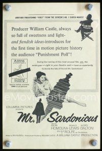 3b279 MR. SARDONICUS promo brochure '61 William Castle horror, punishment poll!