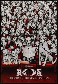 3c005 101 DALMATIANS int'l teaser 1sh '96 Walt Disney live action, dogs in theater!