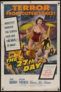 3c008 27th DAY 1sh '57 terror from space, cool horror sci-fi artwork!