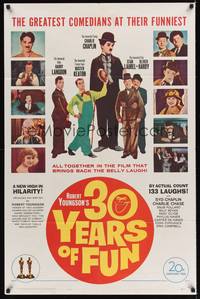 3c010 30 YEARS OF FUN 1sh '63 Charlie Chaplin, Buster Keaton, Laurel & Hardy, Harry Langdon!